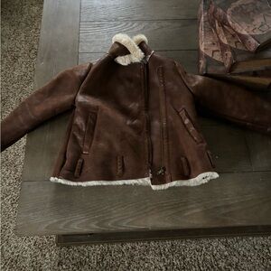 Brown Shearling Puffer Jacket